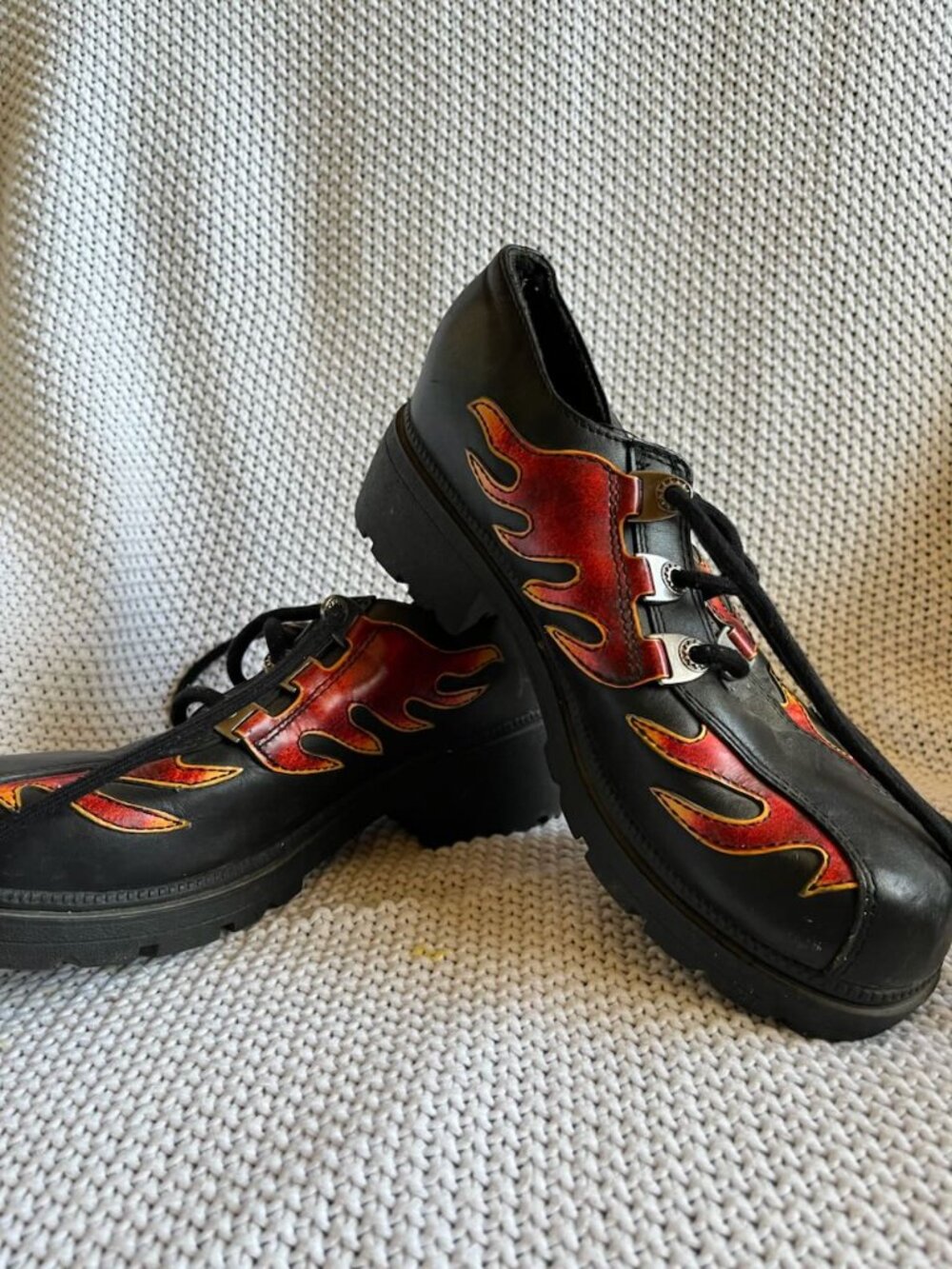 Skater emo goth alt Harley Davidson Leather Shoes Platform Sole Size 7 Biker